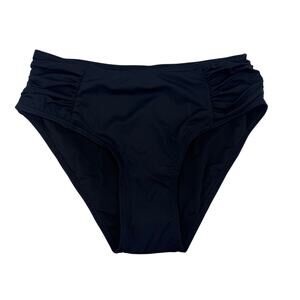 Tempt Me Women's XS Black Bikini Mid Rise Ruffle Sides Swimwear Bottom